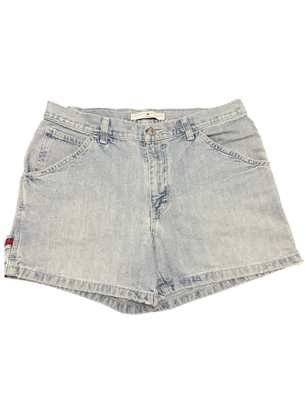 Vintage Tommy Hilfiger Light Blue Wash Cargo Style Denim Jean Shorts Women’s 6
